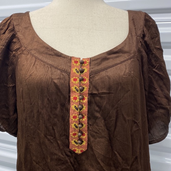 Bebe Vintage Y2K 100% Silk Boho Ethnic Top Blouse - Medium - Picture 5 of 16